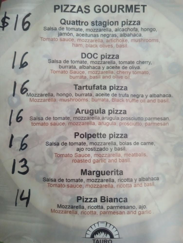 Tauro Wood Fired Pizza Menu image 2